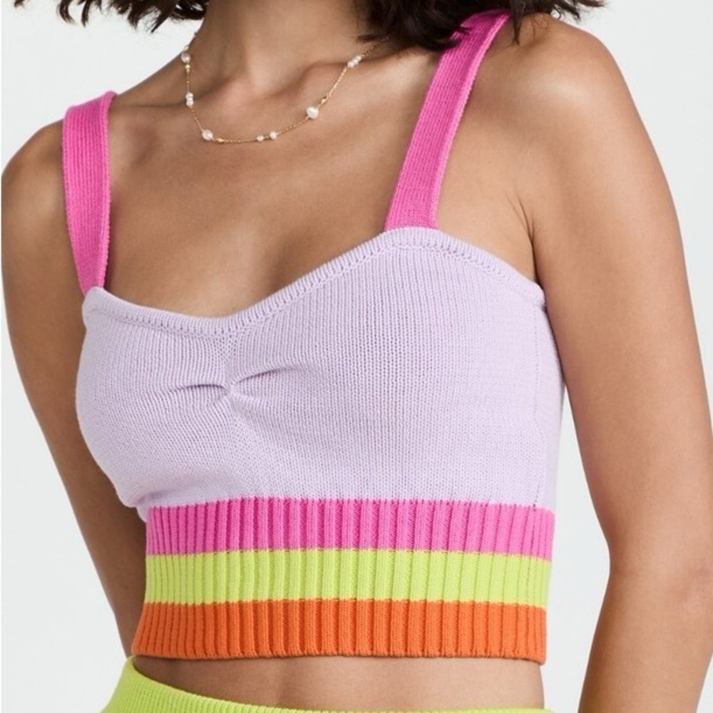 Olivia Rubin Lila Cropped Knit Top Pastel Rainbow Tank Small Dopamine Dressing